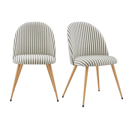 Iris Set of 2 Dining Chairs - Sage Stripe - DUSK