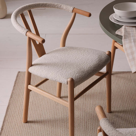 Jade Set of 2 Dining Chairs - Ivory Boucle - DUSK