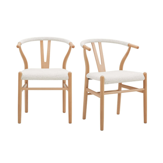 Jade Set of 2 Dining Chairs - Ivory Boucle - DUSK