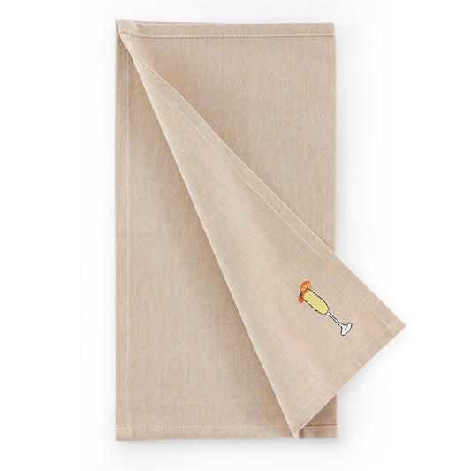 Julio Drink Embroidered Set of 4 Napkins - Natural - DUSK