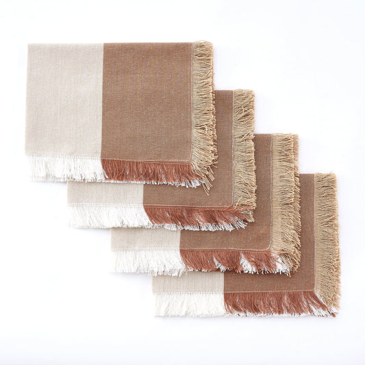 Julio Tufted Block Colour Set of 4 Placemats - Natural/ Burnt Orange - DUSK