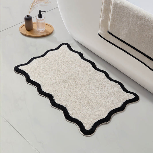 Kos Scalloped Bath Mat - Black - DUSK