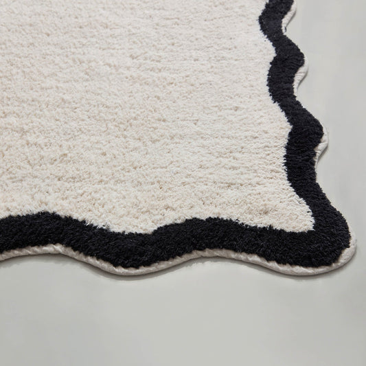 Kos Scalloped Bath Mat - Black - DUSK