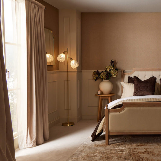 Layla Glass Shade Floor Lamp - Gold - DUSK