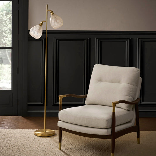 Layla Glass Shade Floor Lamp - Gold - DUSK