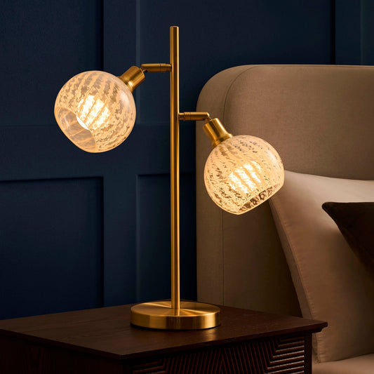 Layla Glass Shade Table Lamp - Gold - DUSK