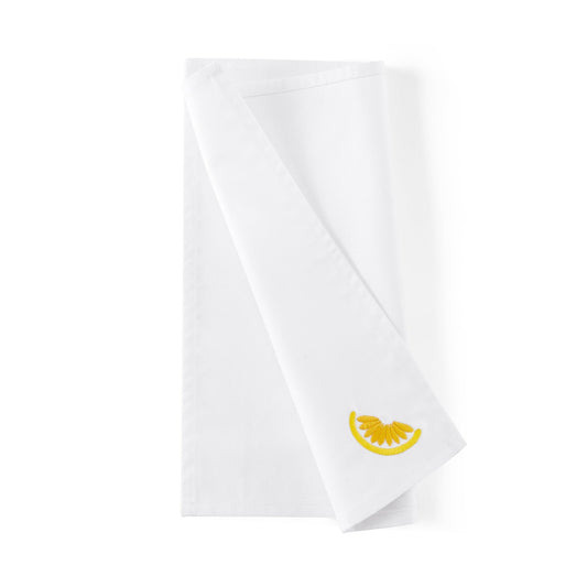 Lemons Embroidered Napkins - Set of 4 - DUSK