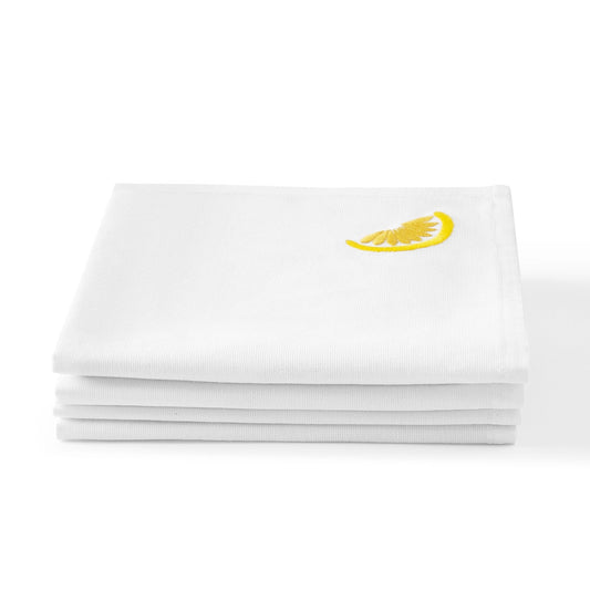 Lemons Embroidered Napkins - Set of 4 - DUSK
