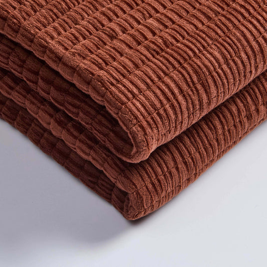 Leona Luxury Quilted Velvet Bedspread - Rust - DUSK