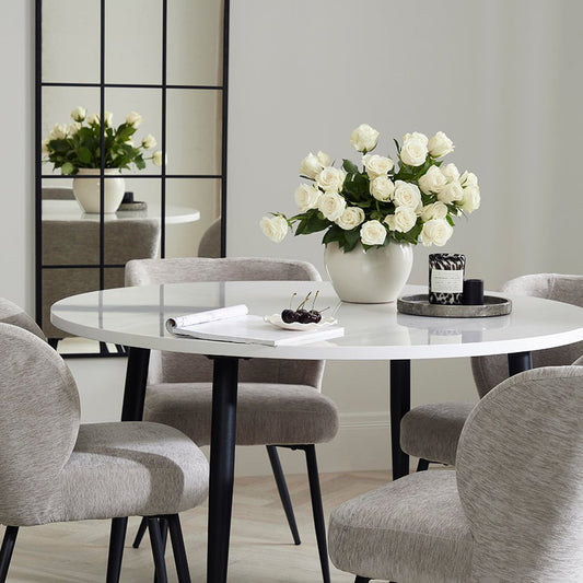 Lila Marble Effect Dining Table - White - DUSK