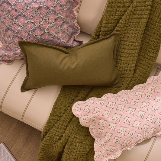 Linen Blend Sofa Cushion Cover - Olive Green - DUSK