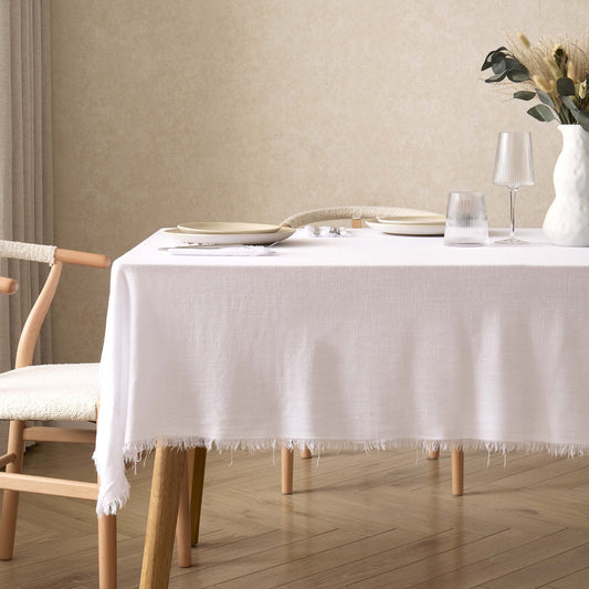 Linen Blend Table Cloth - White - DUSK