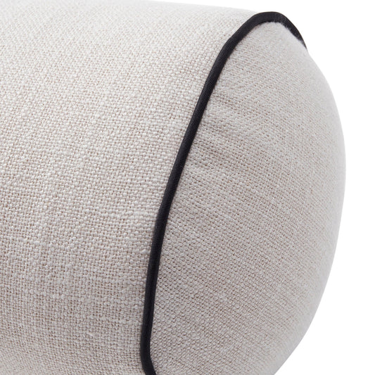 Linen Look Piped Edge Cushion Cover - Stone/Black - DUSK