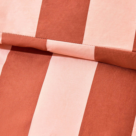 Livia 100% Cotton Tonal Stripe Duvet Cover & Pillowcase Set - Pink - DUSK