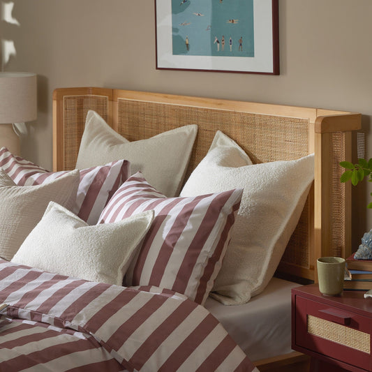 Livia 100% Cotton Wide Printed Stripe Duvet Cover & Pillowcase Set - Berry - DUSK