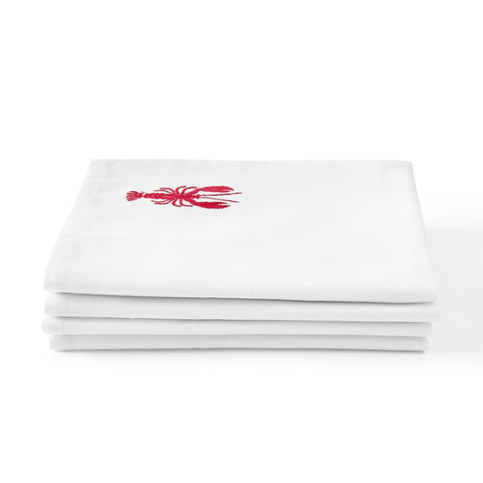Lobster Embroidered Napkins - Set of 4 - DUSK