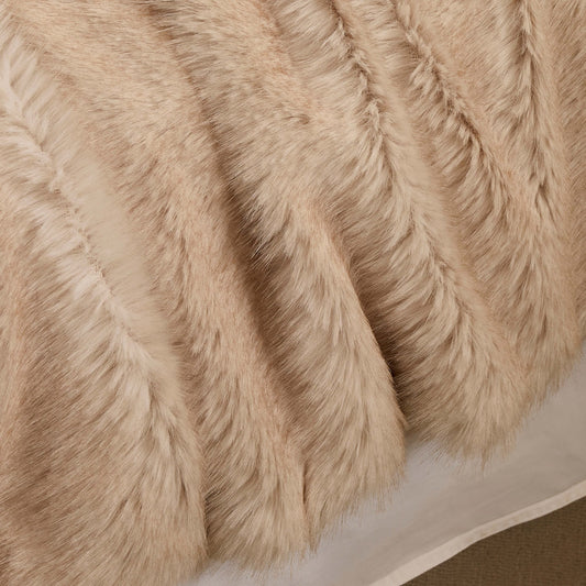 Long Faux Fur Throw - Natural - DUSK