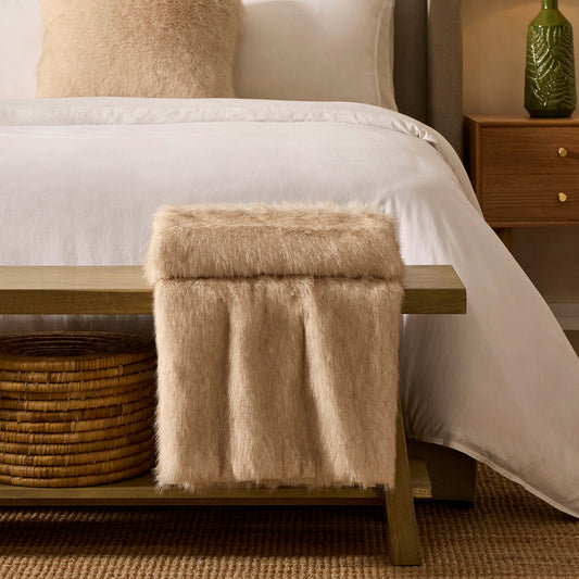 Long Faux Fur Throw - Natural - DUSK