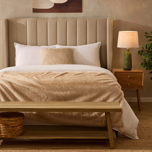 Long Faux Fur Throw - Natural - DUSK