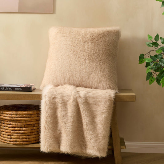 Long Faux Fur Throw - Natural - DUSK