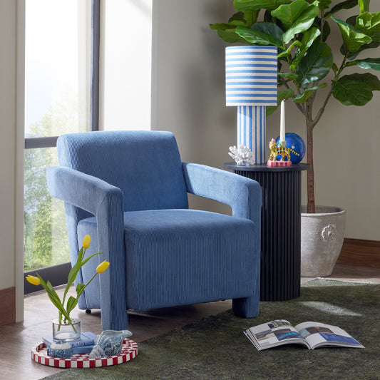 Lucia Striped Table Lamp - Blue/White - DUSK