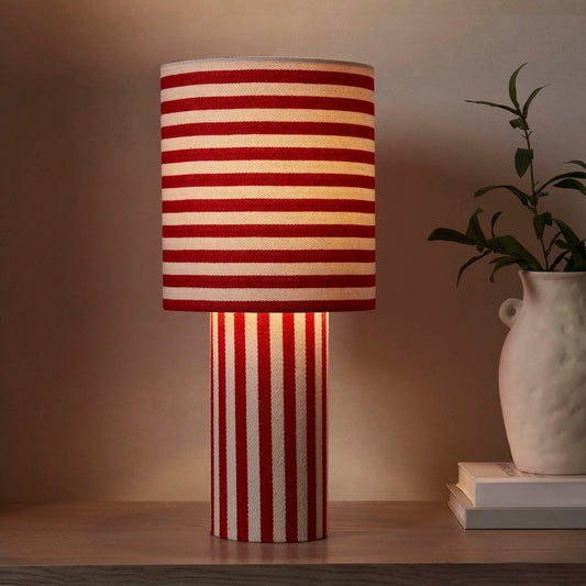 Lucia Striped Table Lamp - Red/White - DUSK