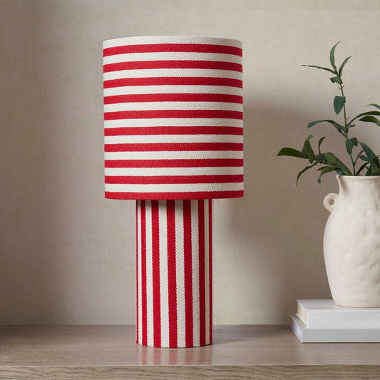 Lucia Striped Table Lamp - Red/White - DUSK