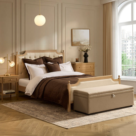 Luxor Bed Frame - Cream Linen - DUSK