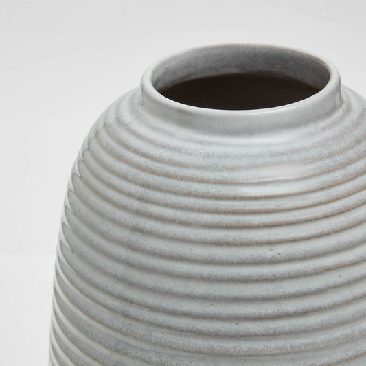 Lydia Ribbed Glaze Vase - Grey/White - DUSK