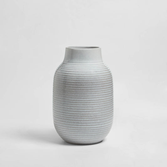 Lydia Ribbed Glaze Vase - Grey/White - DUSK