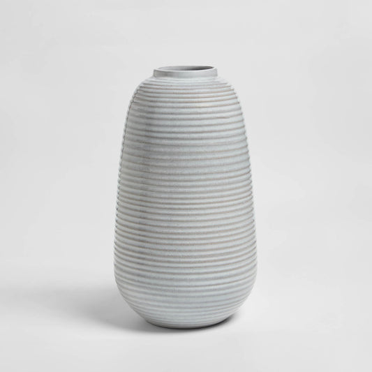 Lydia Ribbed Glaze Vase - Grey/White - DUSK