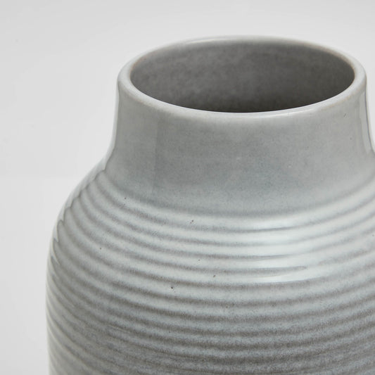 Lydia Ribbed Glaze Vase - Grey/White - DUSK