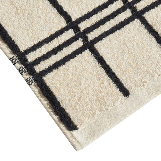 Madrid Fine Stripe Cotton Towel Collection - Off White/Black - DUSK