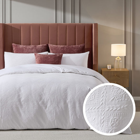Margot 200 Thread Count Duvet Cover & Pillowcase Set - White - DUSK