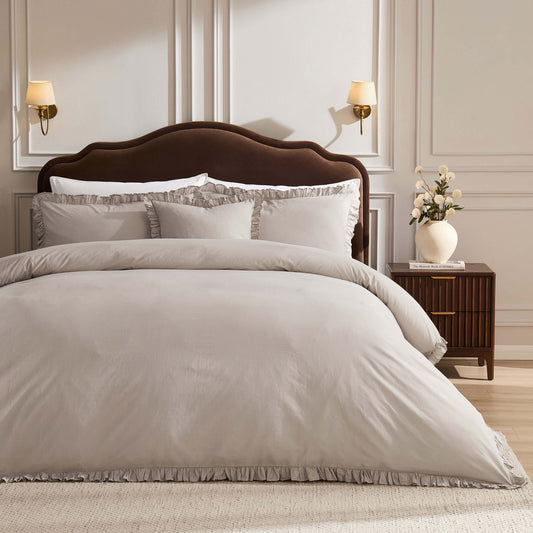 Marion 200 Thread Count Ruffle Edge Duvet Cover - Sand - DUSK