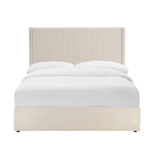 Melrose Ottoman Storage Bed - Chenille Ivory - DUSK