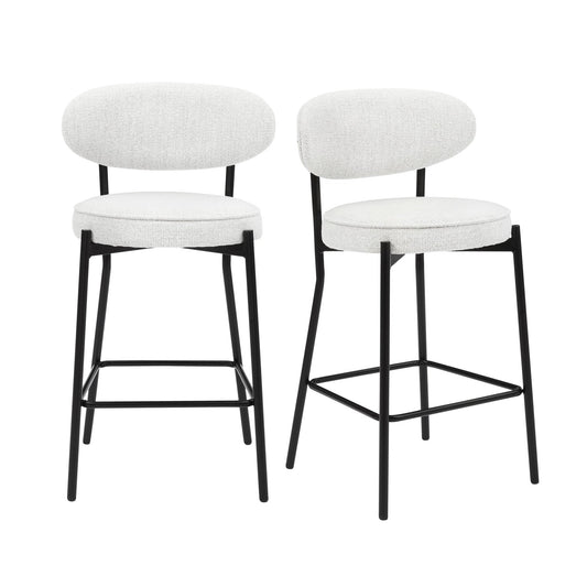Mia Set of 2 Barstool - Ivory Boucle - DUSK