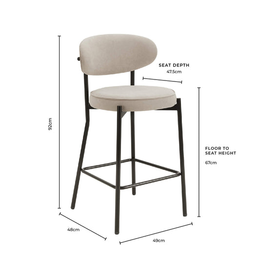 Mia Set of 2 Barstool - Matte Velvet - Burnt Orange - DUSK