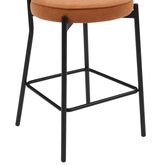 Mia Set of 2 Barstool - Matte Velvet - Burnt Orange - DUSK