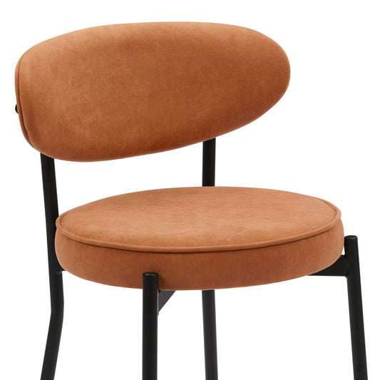 Mia Set of 2 Barstool - Matte Velvet - Burnt Orange - DUSK