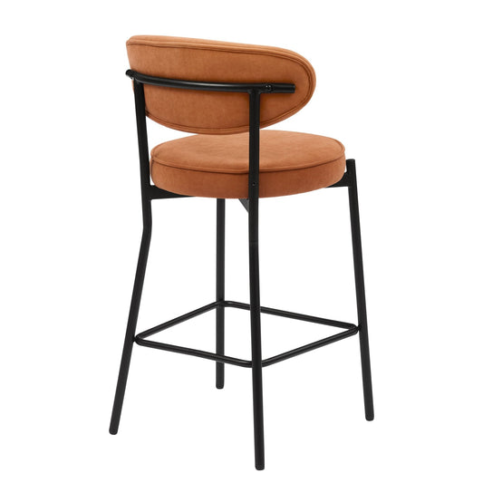 Mia Set of 2 Barstool - Matte Velvet - Burnt Orange - DUSK