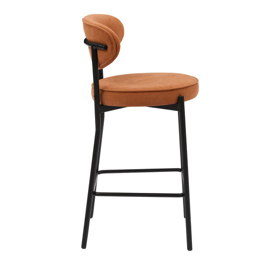 Mia Set of 2 Barstool - Matte Velvet - Burnt Orange - DUSK