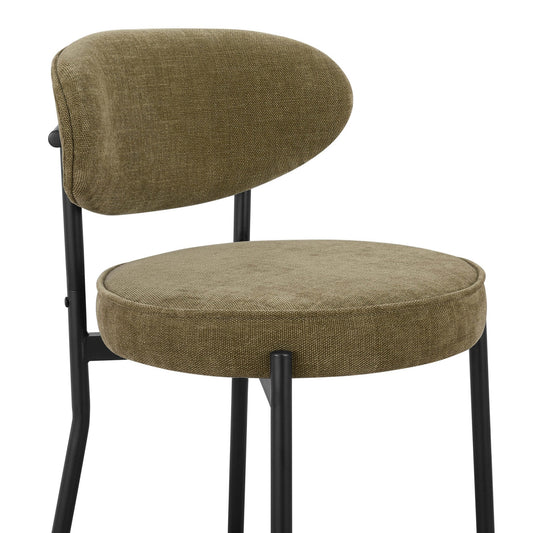 Mia Set of 2 Barstools - Chenille Olive - DUSK
