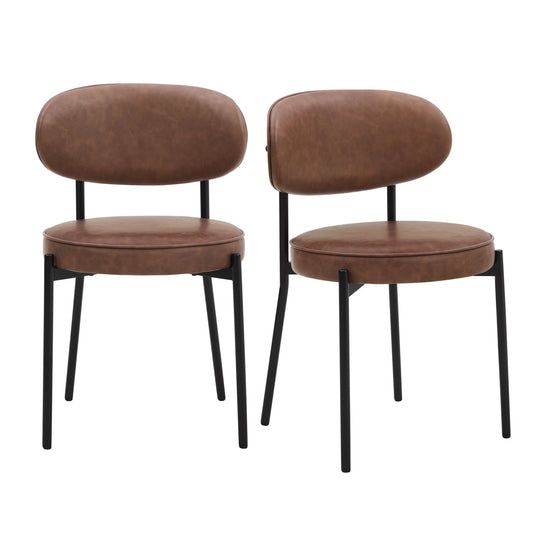 Mia Set of 2 Dining Chair - Faux Leather Tan - DUSK