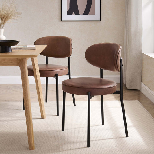 Mia Set of 2 Dining Chair - Faux Leather Tan - DUSK