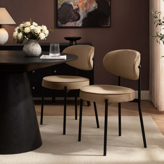 Mia Set of 2 Dining Chairs - Latte - DUSK
