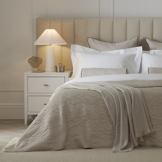 Milan Textured Matte Velvet Bedspread 2.5 X 2.6m - Champagne - DUSK