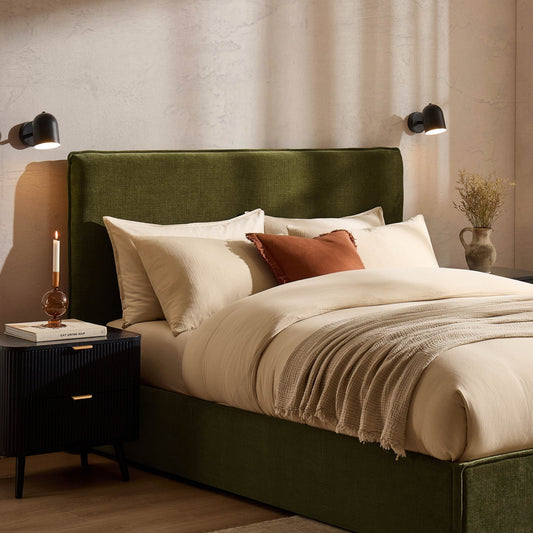 Oslo Ottoman Storage Bed - Chenille Olive - DUSK