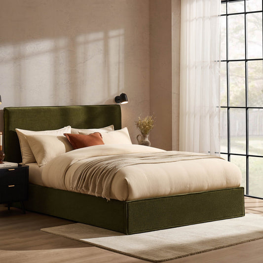 Oslo Ottoman Storage Bed - Chenille Olive - DUSK