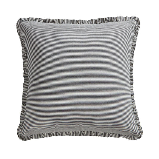 Pack of 2 Stripe Frill Edge Waterproof Outdoor Cushion Covers - Charcoal - DUSK